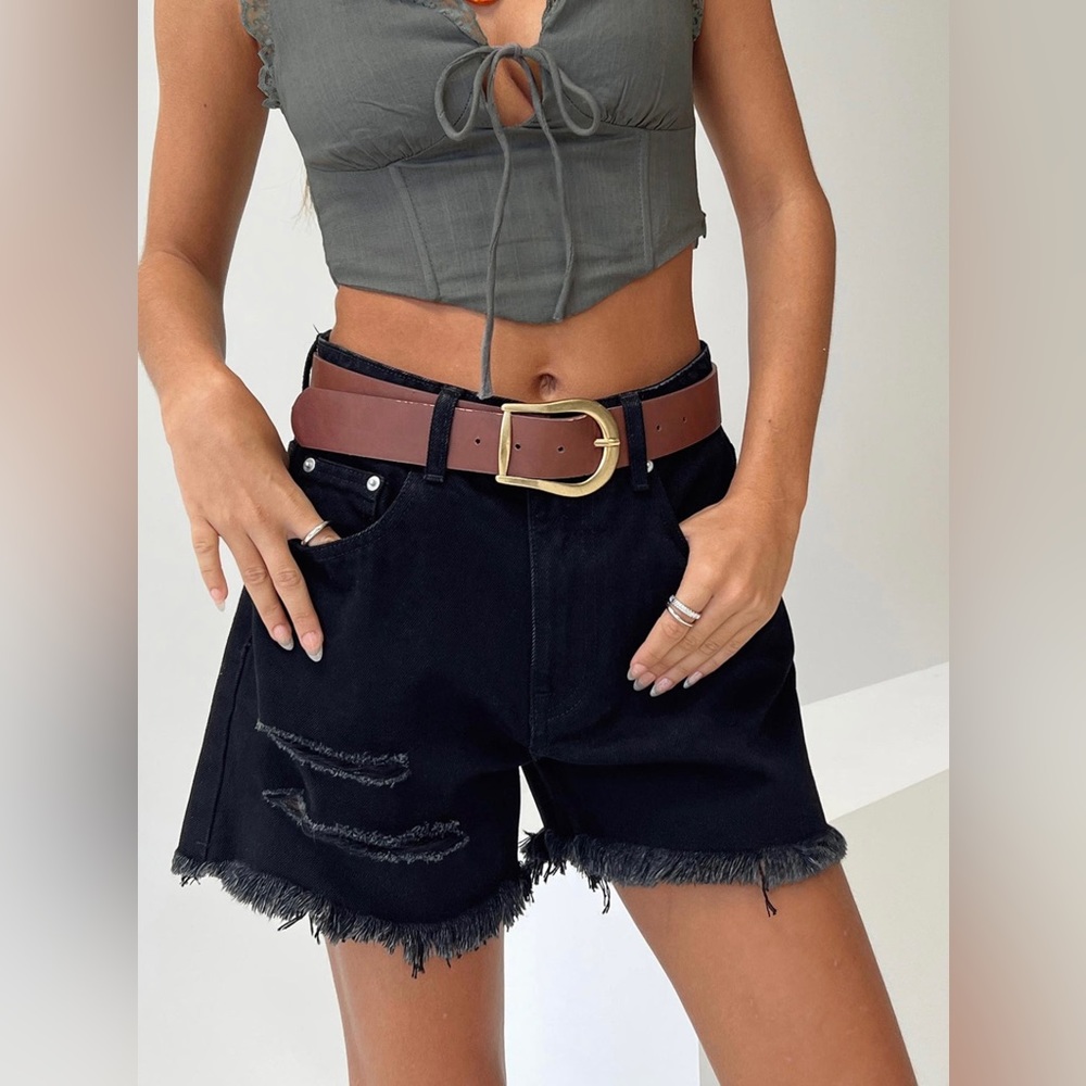 Princess Polly On Tour Denim Mom Shorts